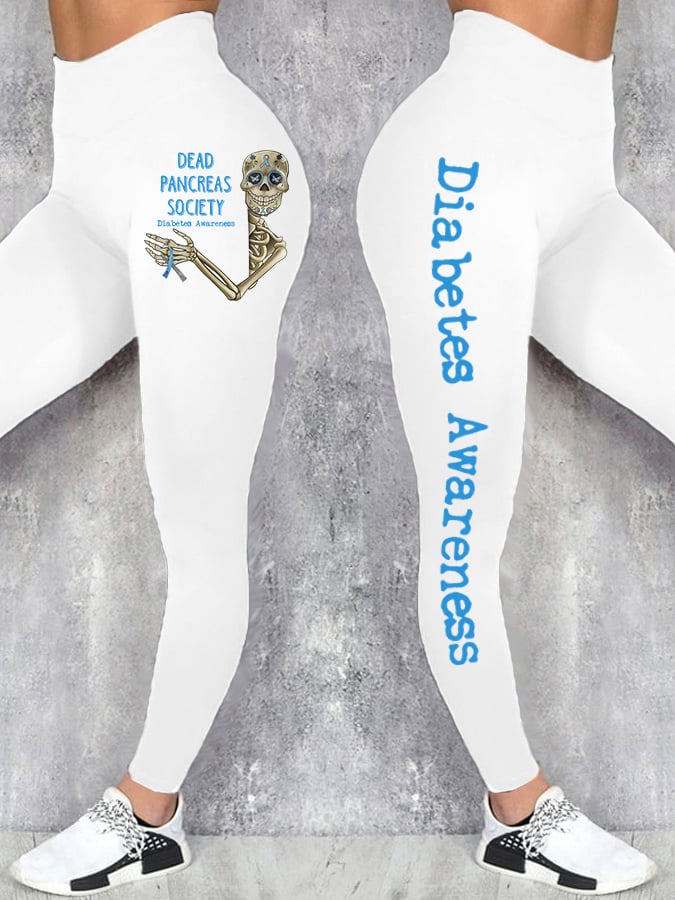 Retro Diabetes Awareness Dead Pancreas Society Printed Leggings