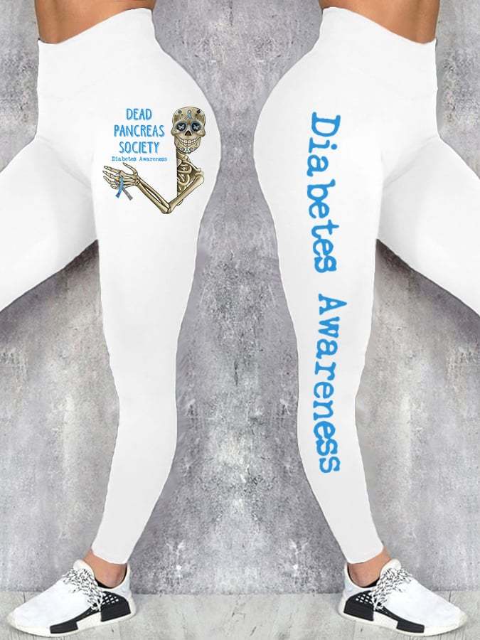 Retro Diabetes Awareness Dead Pancreas Society Printed Leggings