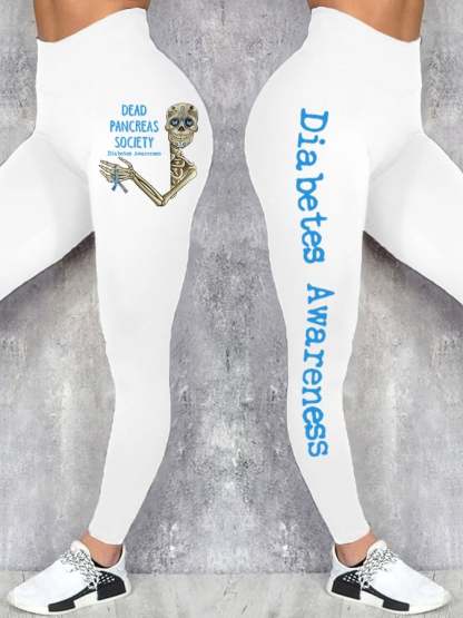 Retro Diabetes Awareness Dead Pancreas Society Printed Leggings