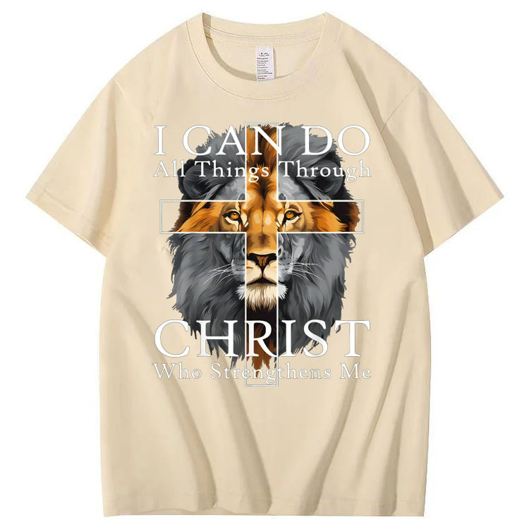 I Can Do All Things Through Christ Who Strengthens Me Pattern Print T-Shirt