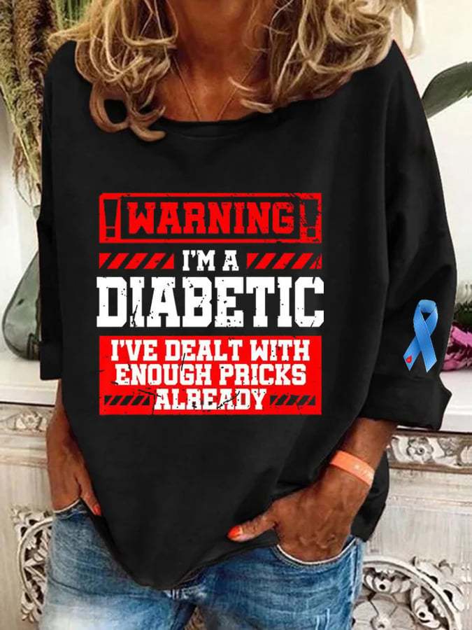 Women's Diabetes Awareness Month Pricks Print Sweatshirt