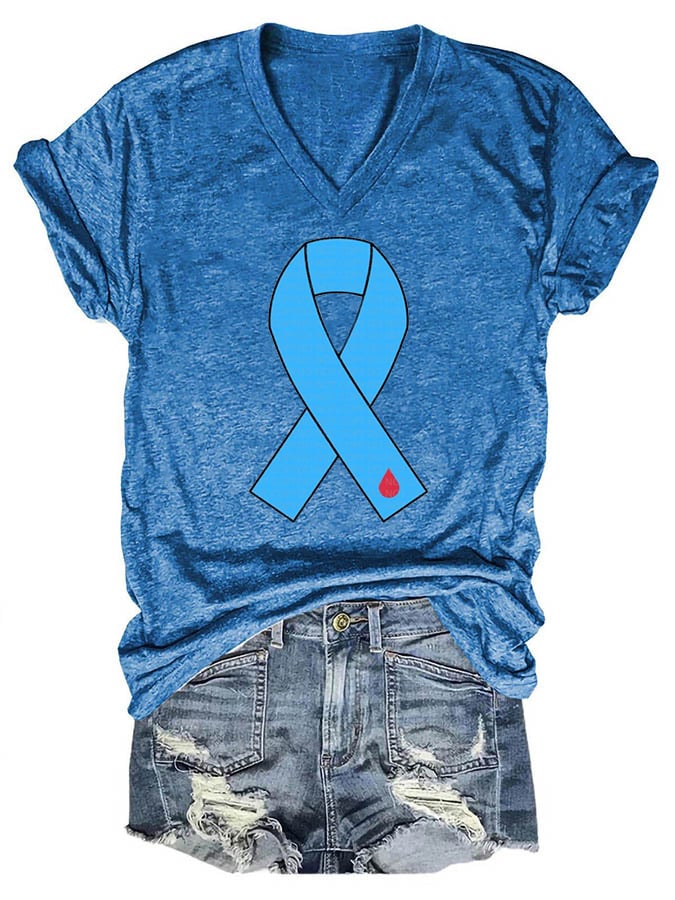 World Diabetes Day Printed Casual T-Shirt