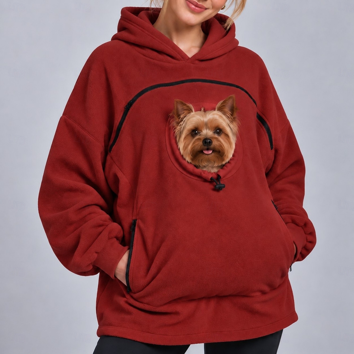 Bonding Pouch Hoodie Pet Lover Gifts Small Pet Carrier Cat Dog Cute Fleece Cozy Pocket for Women