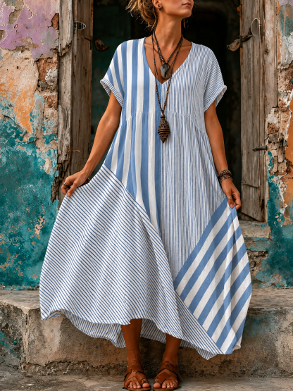 Casual Vacation Retro Geometric Print Maxi Dress