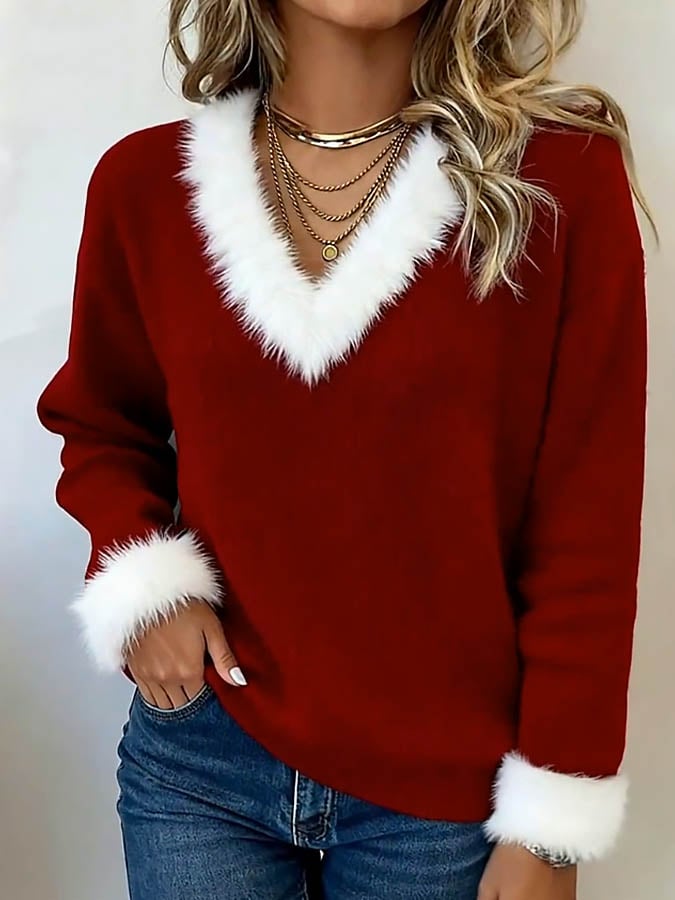 Women's Casual Christmas Color-Block Top