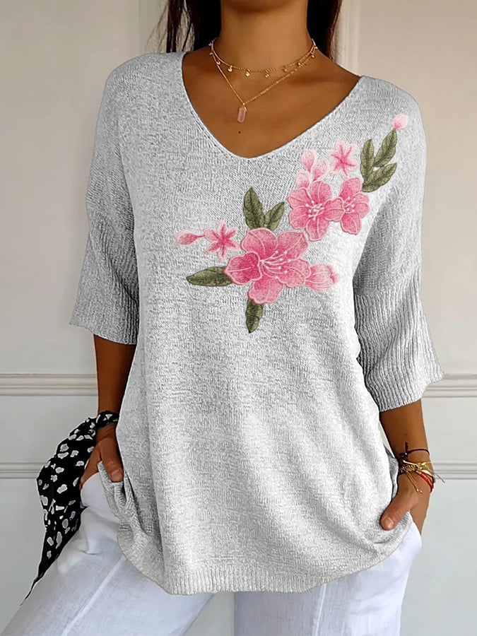 Women's Retro Floral Pink Print Shirt