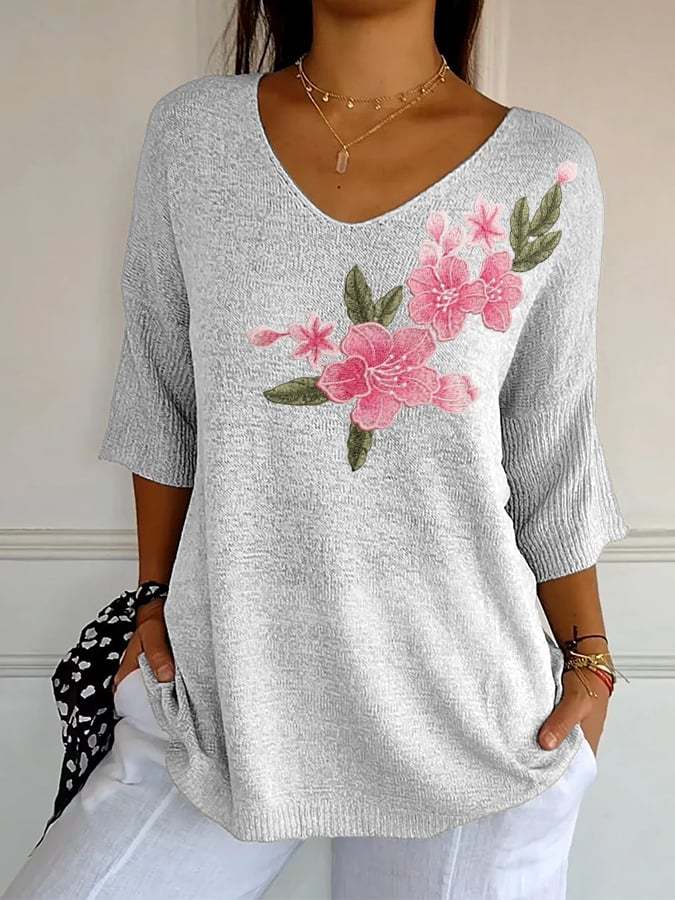 Women's Retro Floral Pink Print Shirt