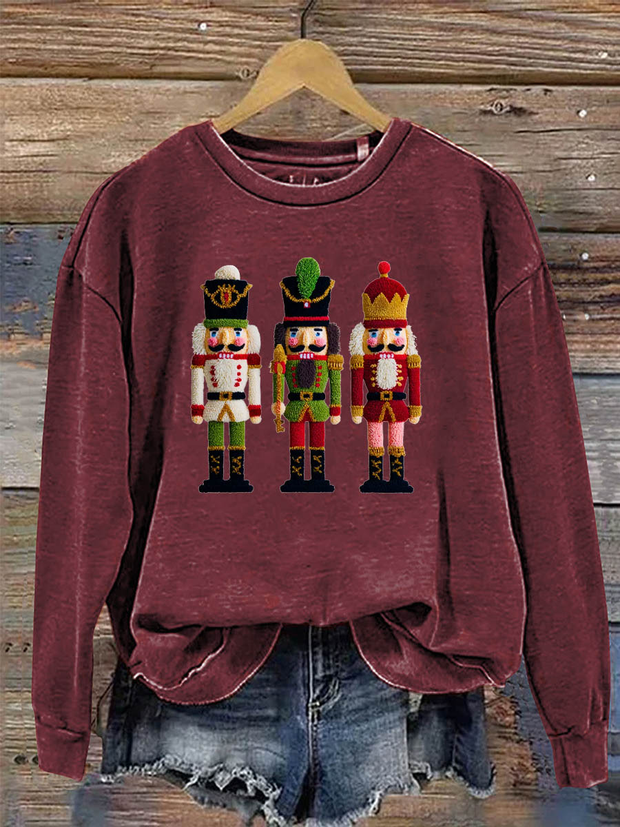 Women's Christmas Nutcracker 3D Knitting Crochet Pattern Neck Sweatshirt