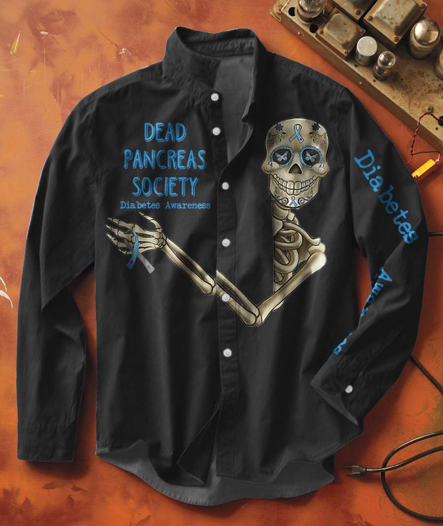 Men'S Retro Diabetes Awareness Dead Pancreas Society Long Sleeve Shirt