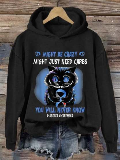 Women's Diabetes Awareness Print Casual Hoodie