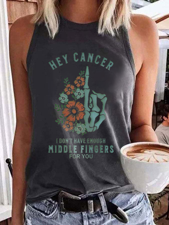 Women'S Hey Cancer Fuck You,Not Enough Middle Fingers Based Print Vest