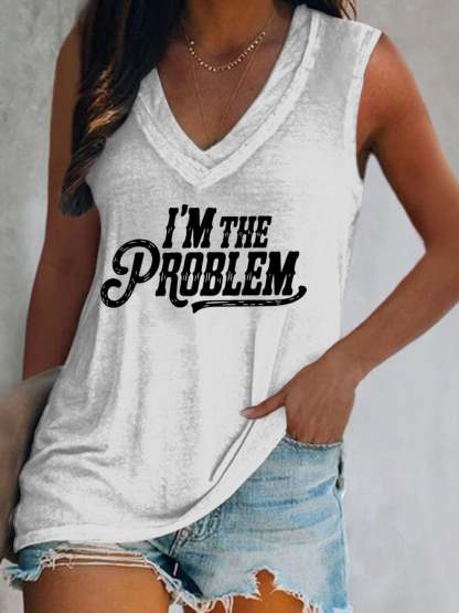Women's I'M The Problem Western Country Music Print Casual Vest