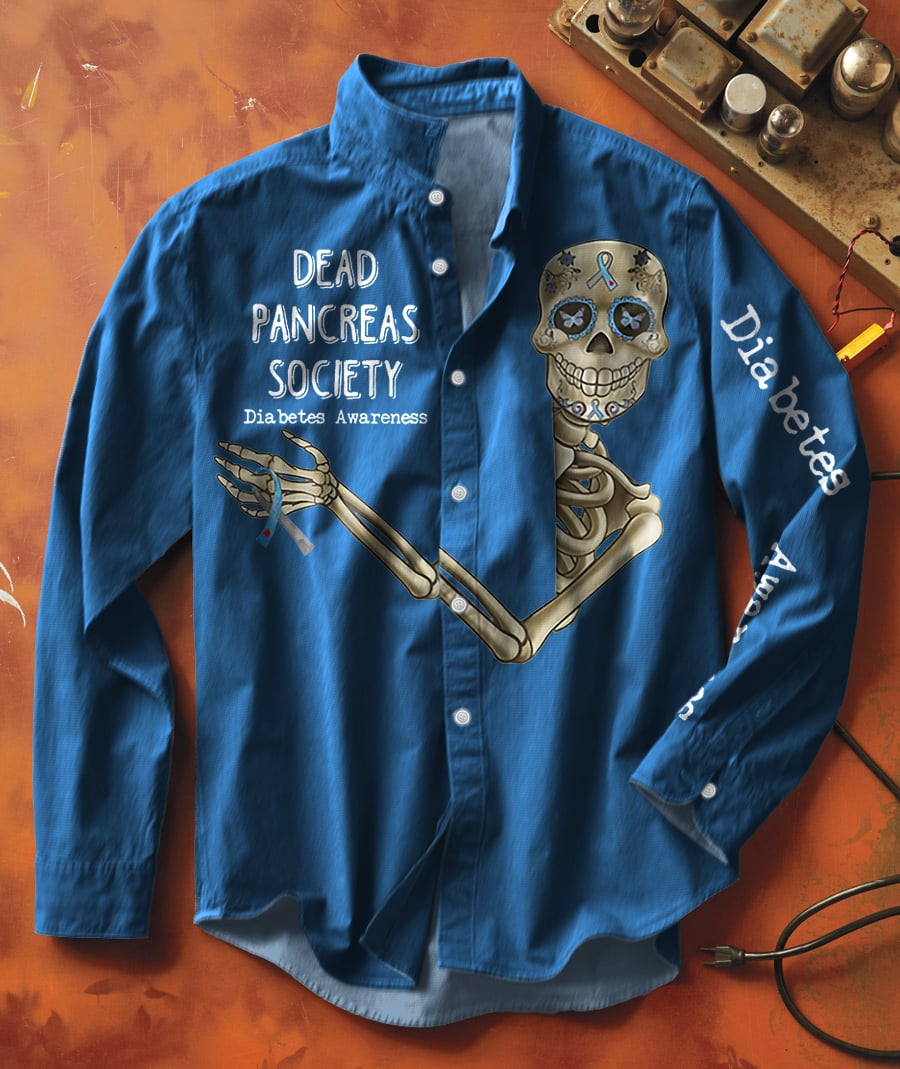 Men'S Retro Diabetes Awareness Dead Pancreas Society Long Sleeve Shirt