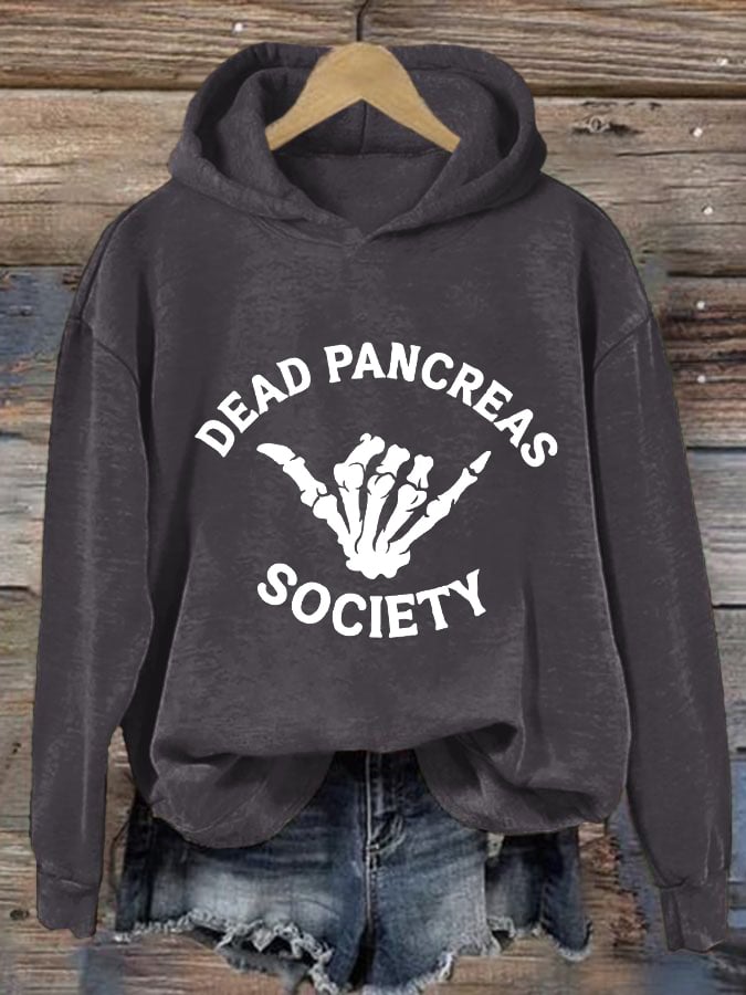 Women's Dead Pancreas Society  Printed Casual Hoodie