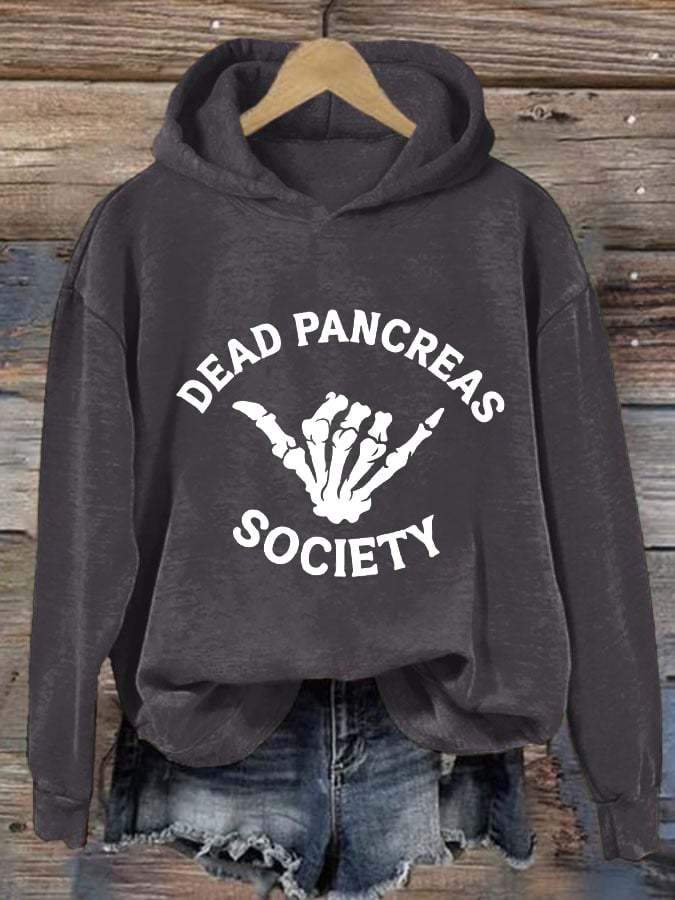 Women's Dead Pancreas Society  Printed Casual Hoodie
