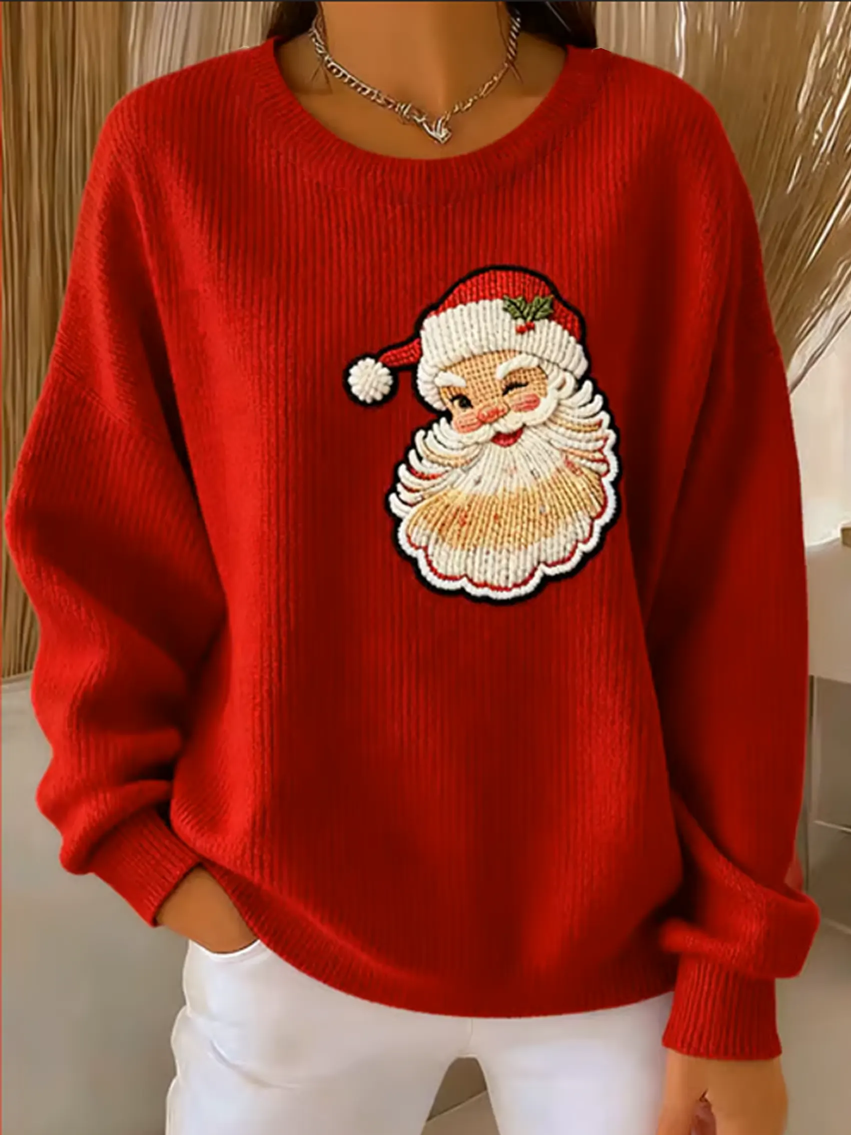 Woman's Christmas Vintage Art Print Casual Sweatshirt