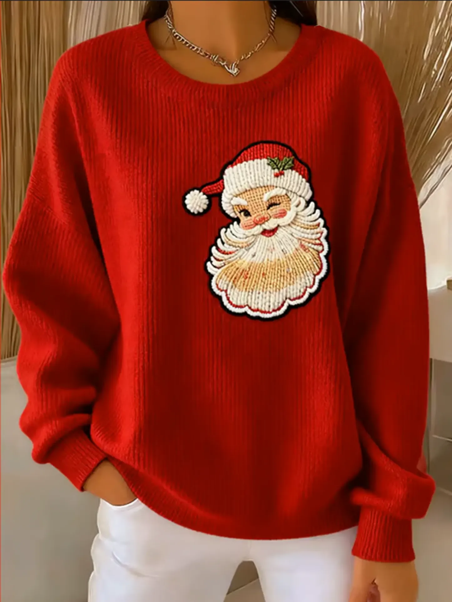 Woman's Christmas Vintage Art Print Casual Sweatshirt