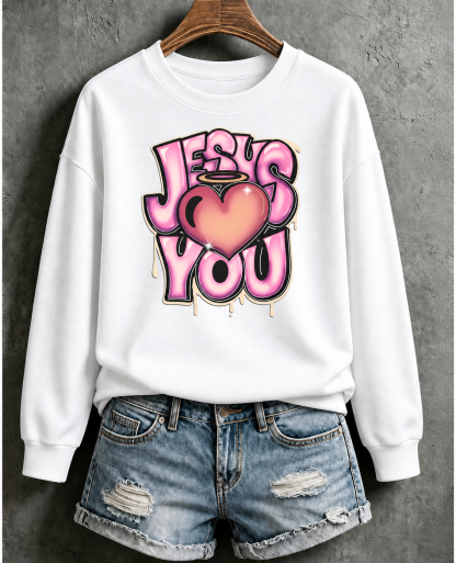 Jesus Love You Graffiti Christian Vintage Print Sweatshirt