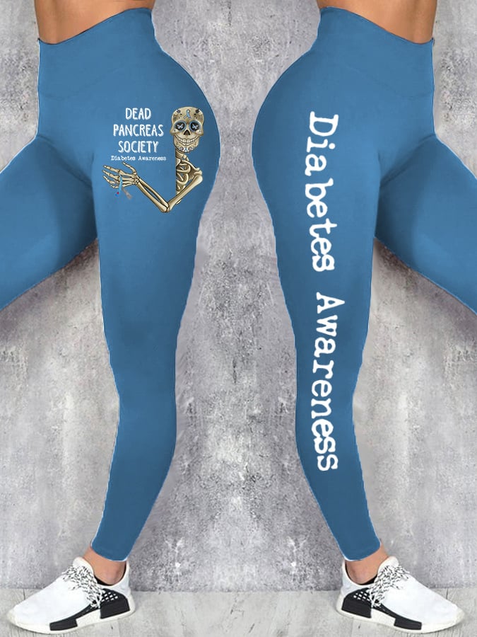 Retro Diabetes Awareness Dead Pancreas Society Printed Leggings