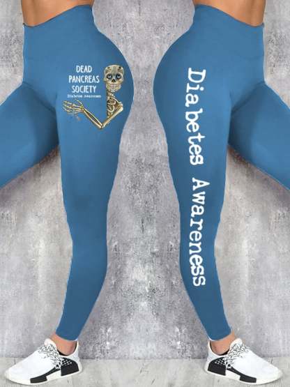 Retro Diabetes Awareness Dead Pancreas Society Printed Leggings