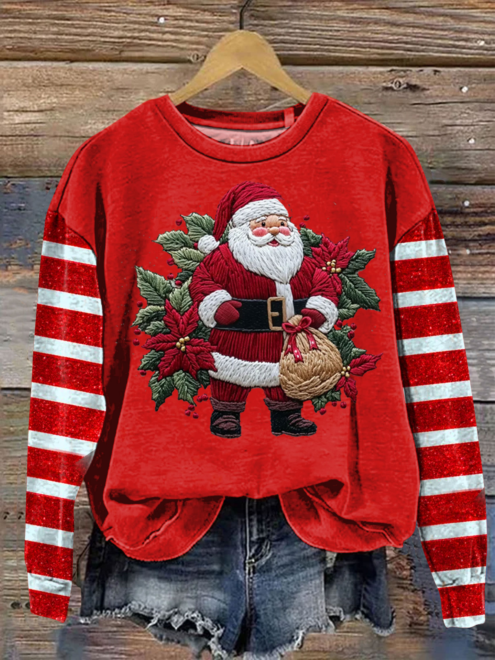 Christmas Santa Claus Art Print Casual Sweatshirt