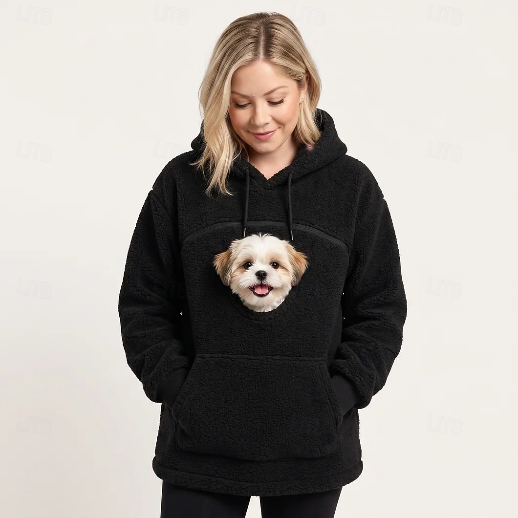Christmas Bonding Pouch Hoodie Pet Lover Gifts Small Pet Carrier Cat Dog Cute Fleece Cozy for Women