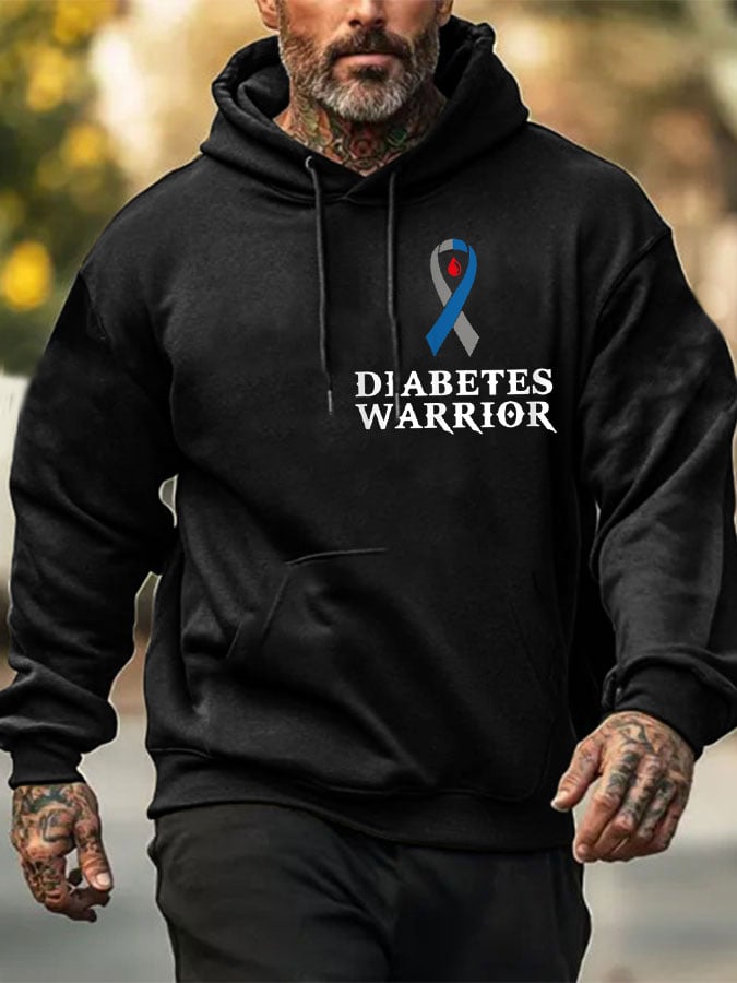 Men's Funny Diabetes Awareness Warrior Casual Hoodie