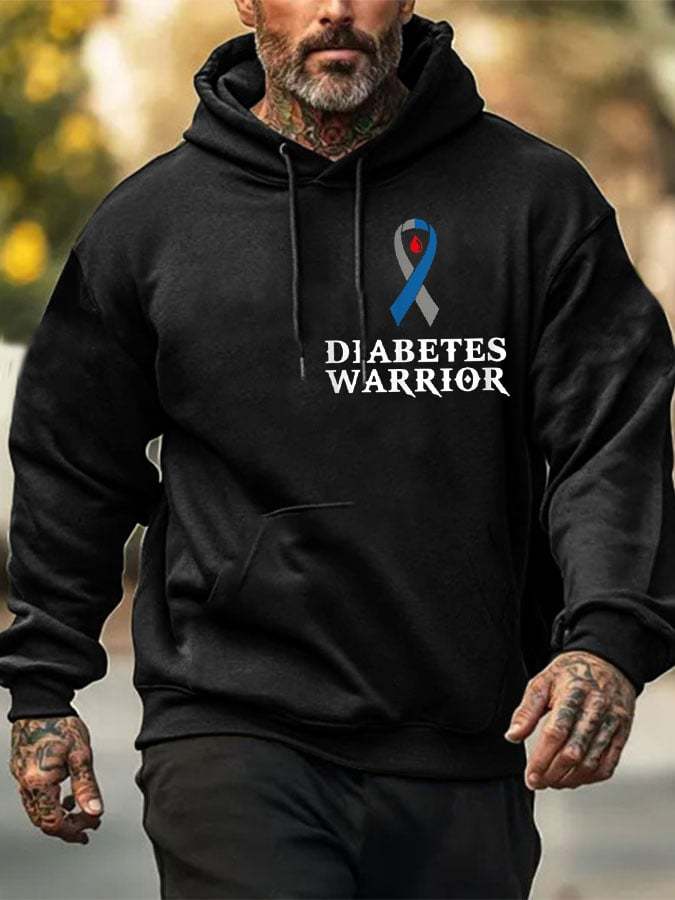 Men's Funny Diabetes Awareness Warrior Casual Hoodie