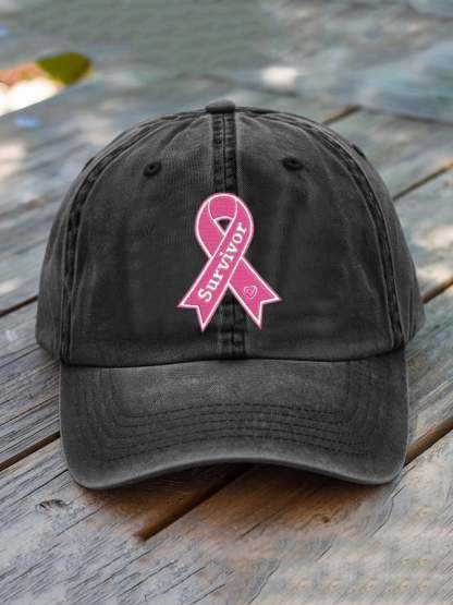 ❤️ Fight BC ❤️Unisex Distressed Washed Breast Cancer Print Hat