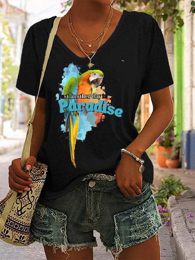 Women's Just Another Day In Paradise Printed Short-Sleeved T-Shirt