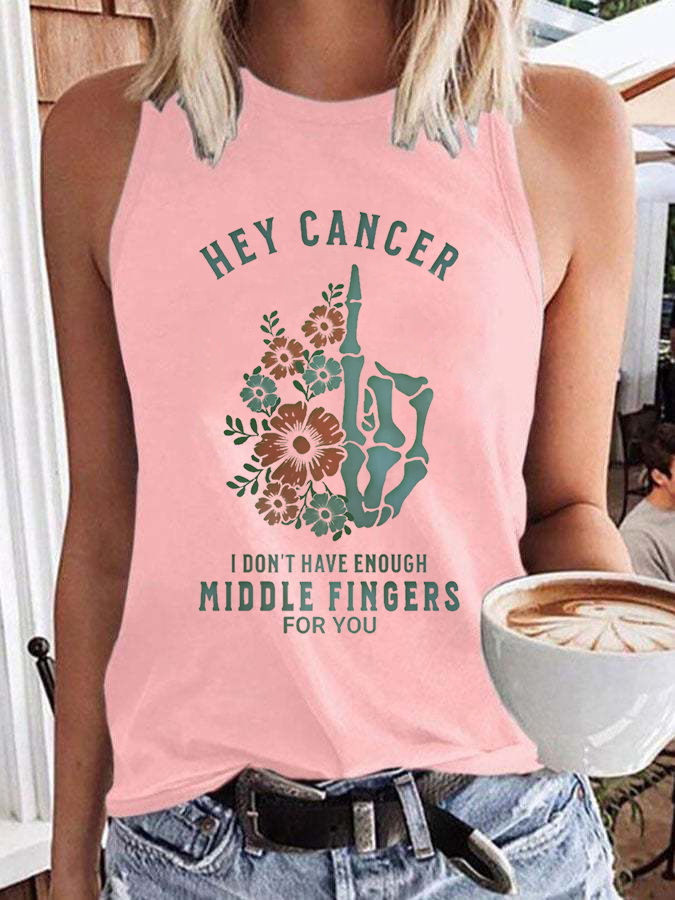 Women'S Hey Cancer Fuck You,Not Enough Middle Fingers Based Print Vest