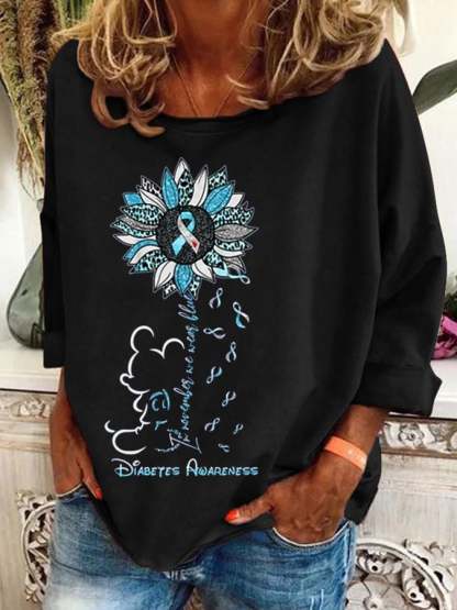 Women's Diabetes Awareness Print Casual Sweatshirt