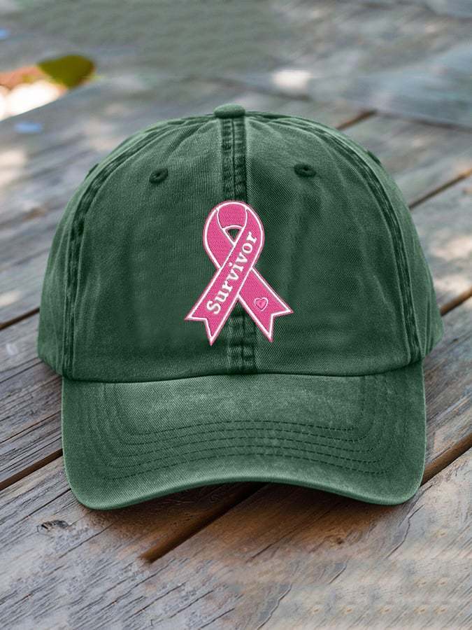 ❤️ Fight BC ❤️Unisex Distressed Washed Breast Cancer Print Hat