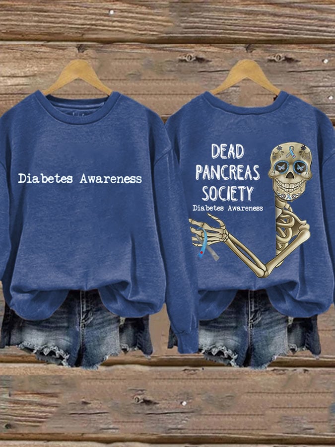 Retro Diabetes Awareness Dead Pancreas Society Print Sweatshirt