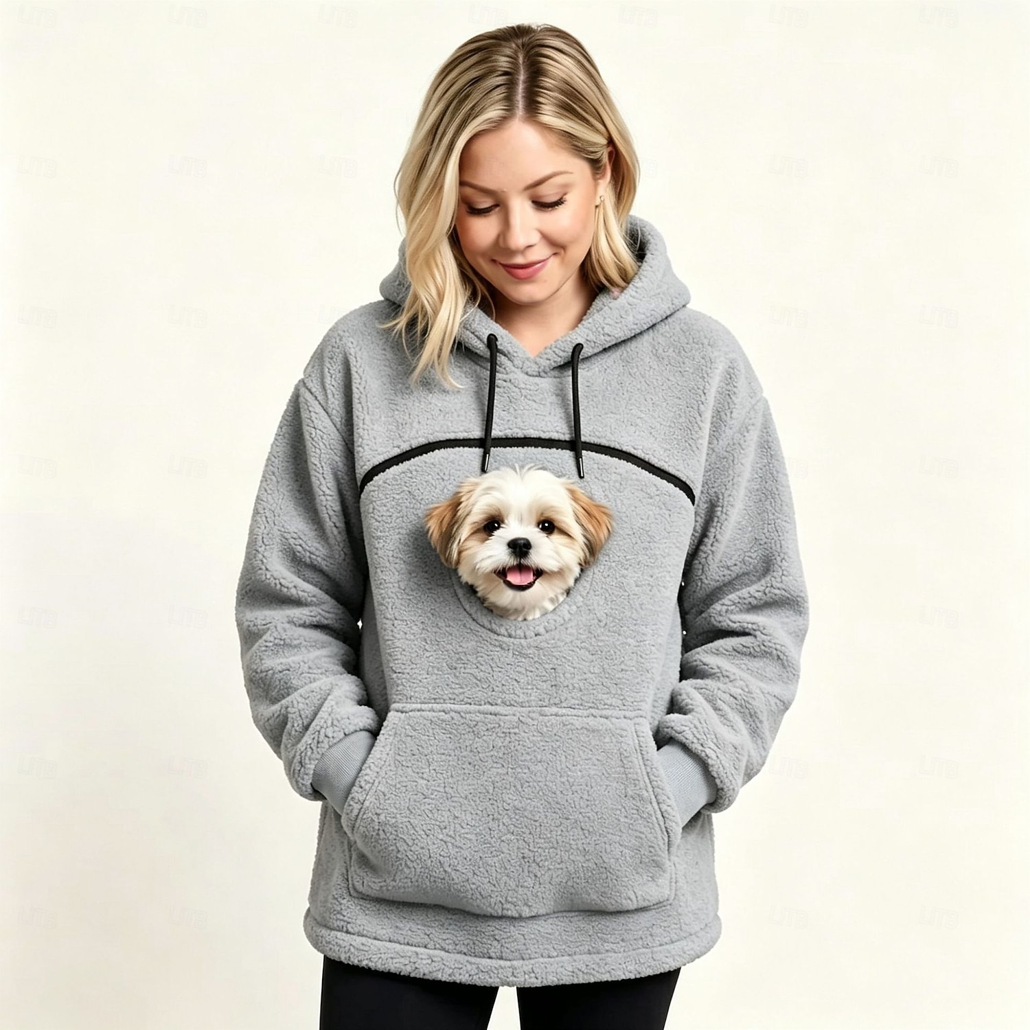 Christmas Bonding Pouch Hoodie Pet Lover Gifts Small Pet Carrier Cat Dog Cute Fleece Cozy for Women