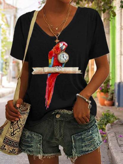 Women's 5 O'clock Parrot Print T-Shirt