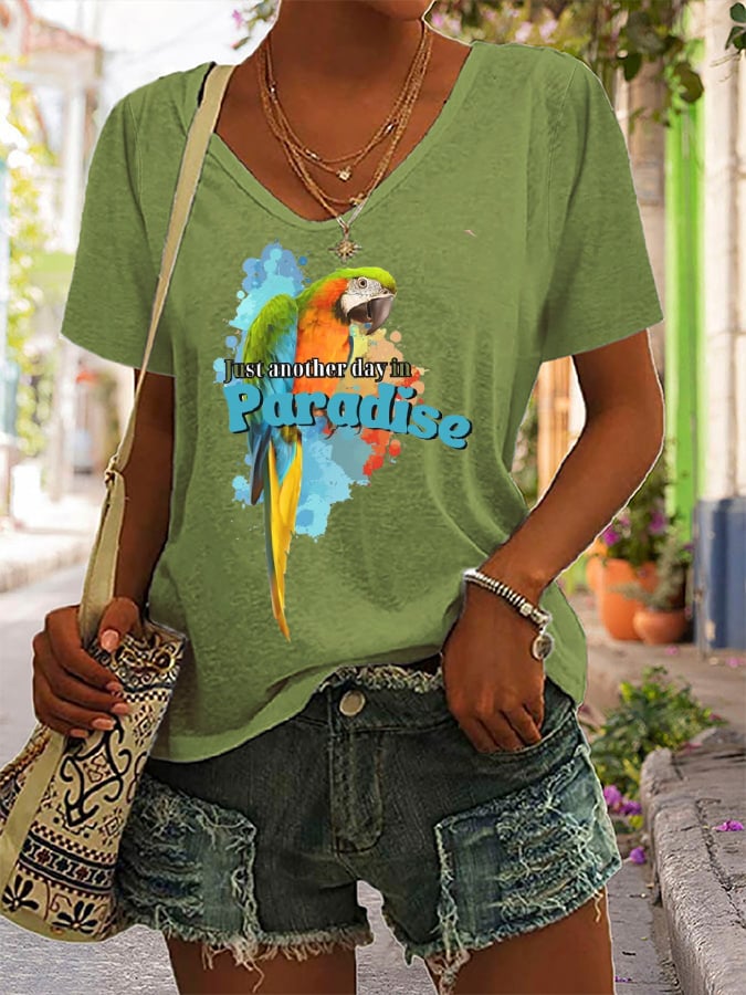 Women's Just Another Day In Paradise Printed Short-Sleeved T-Shirt