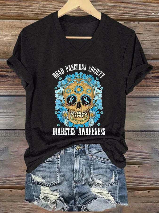 Women's Diabetes Awareness Print Casual T-shirt