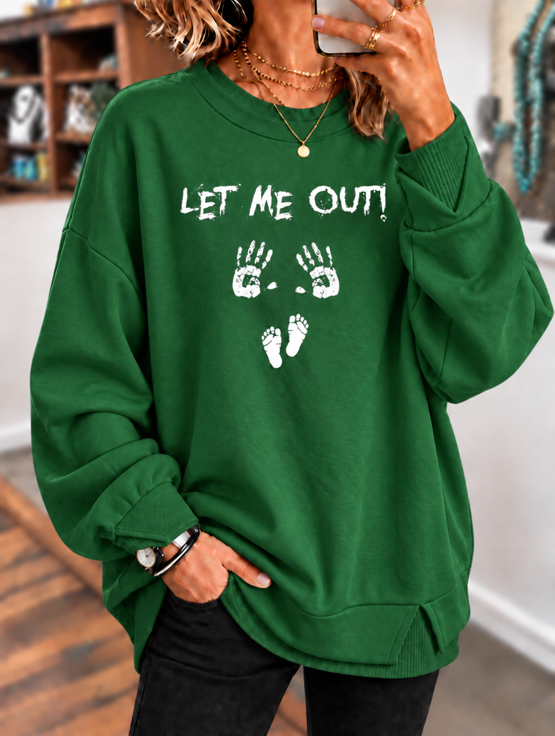 Let Me Out Funny Halloween Printed Sweatshirt