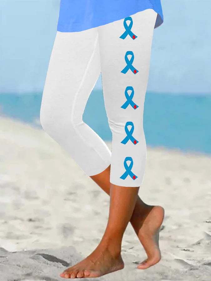 Women's Diabetic Blue Ribbon Casual Leggings