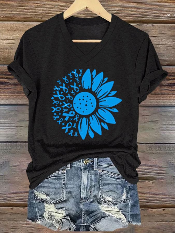 Women's Diabetes Awareness Print Casual T-shirt