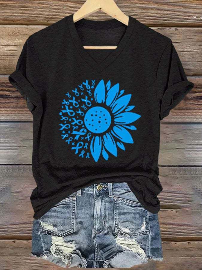 Women's Diabetes Awareness Print Casual T-shirt