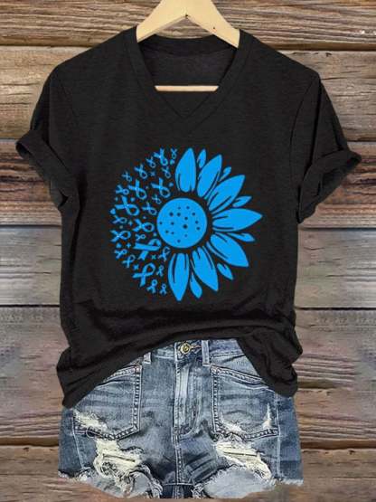 Women's Diabetes Awareness Print Casual T-shirt