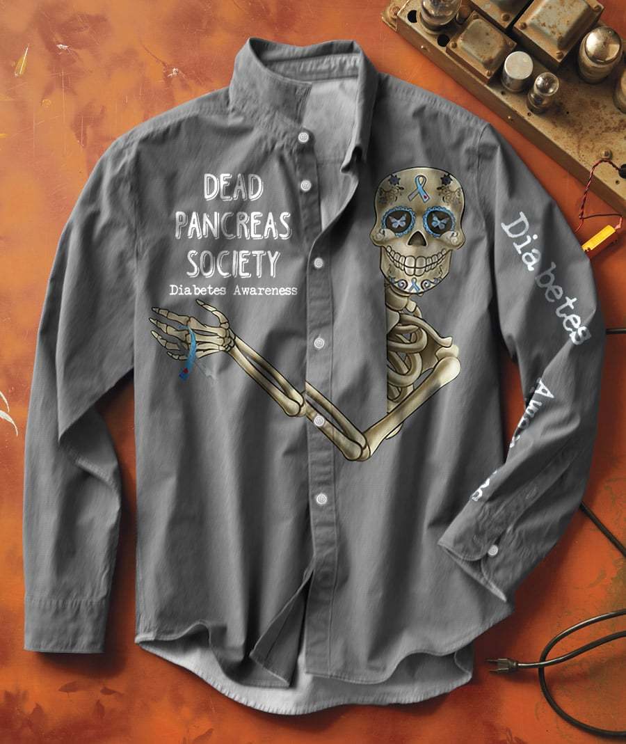 Men'S Retro Diabetes Awareness Dead Pancreas Society Long Sleeve Shirt