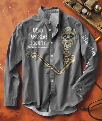 Men'S Retro Diabetes Awareness Dead Pancreas Society Long Sleeve Shirt