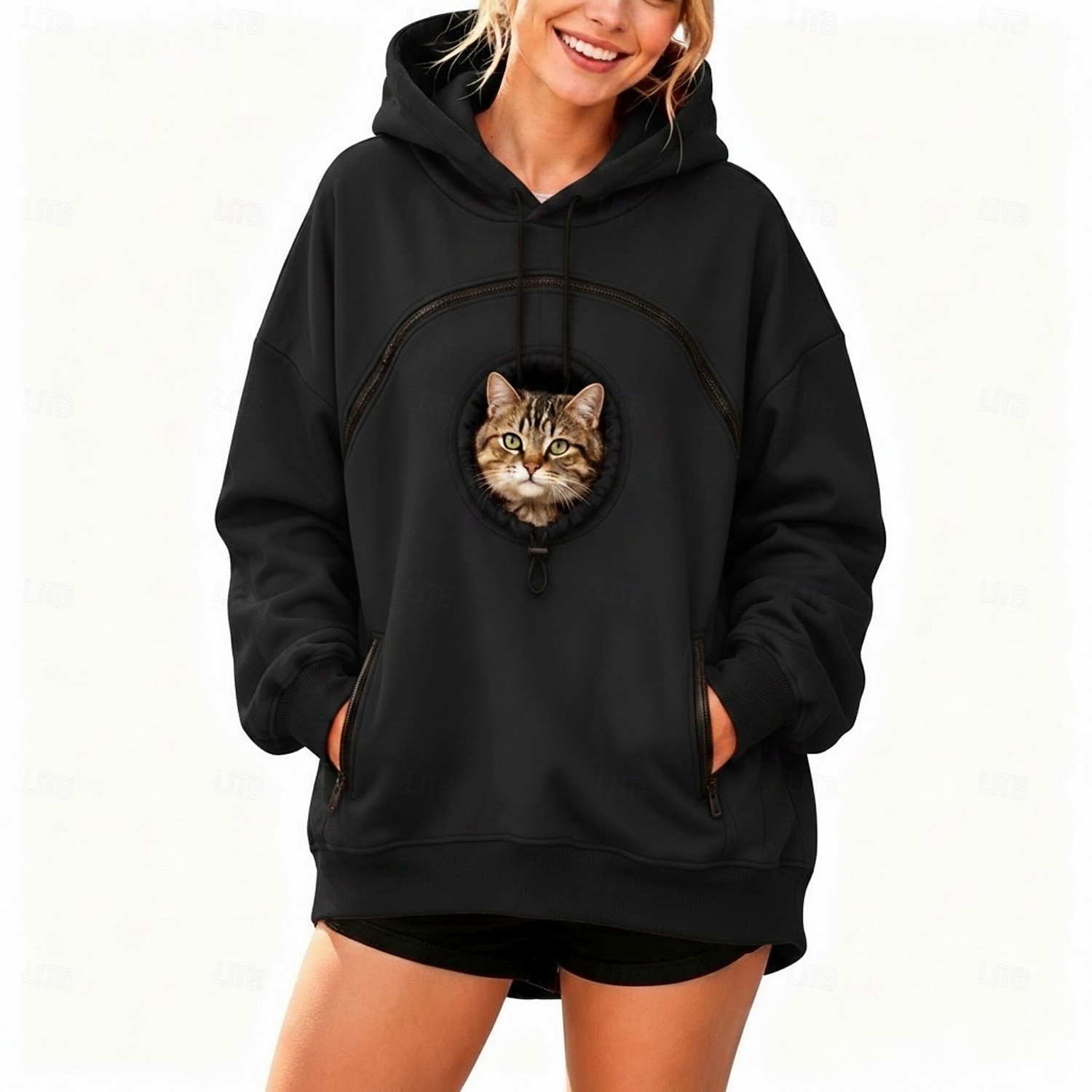 Christmas Bonding Pouch Hoodie Pet Lover Gifts Small Pet Carrier Cat Dog Cute Cozy for Women