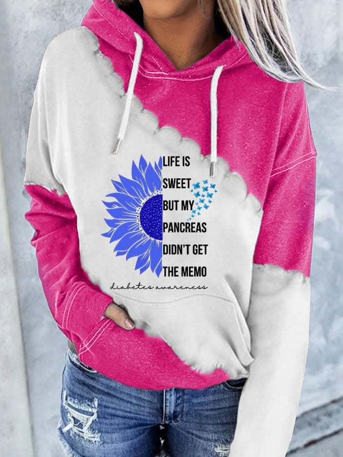 Women's Life Is Sweet But My Pancreas Didn't Get The Memo Print Hoodie