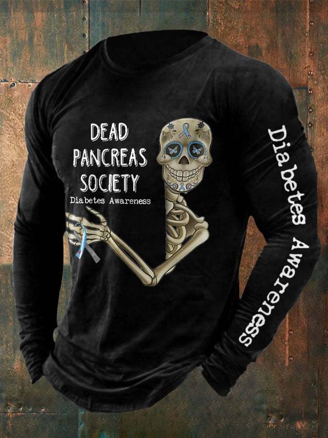 Men's Retro Diabetes Awareness Dead Pancreas Society Print T-Shirt