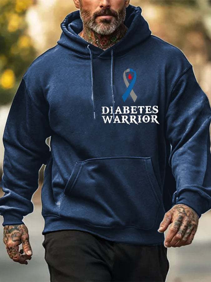 Men's Funny Diabetes Awareness Warrior Casual Hoodie