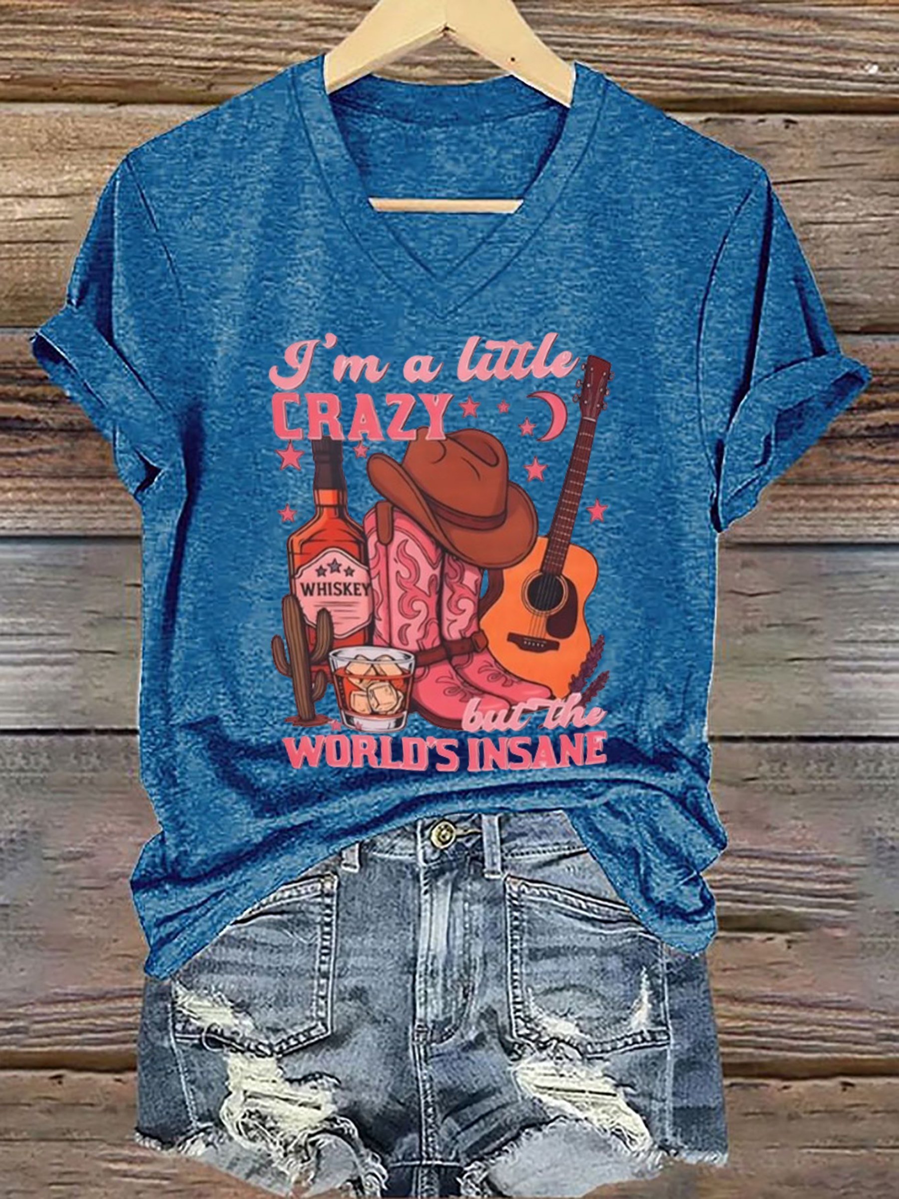 Women's I'm A Little Crazy Printed Short-Sleeved T-Shirt